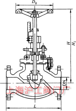 T40H-10、T40H-16、T40H-25 型手動調(diào)節(jié)閥主要外形及結(jié)構(gòu)尺寸示意圖